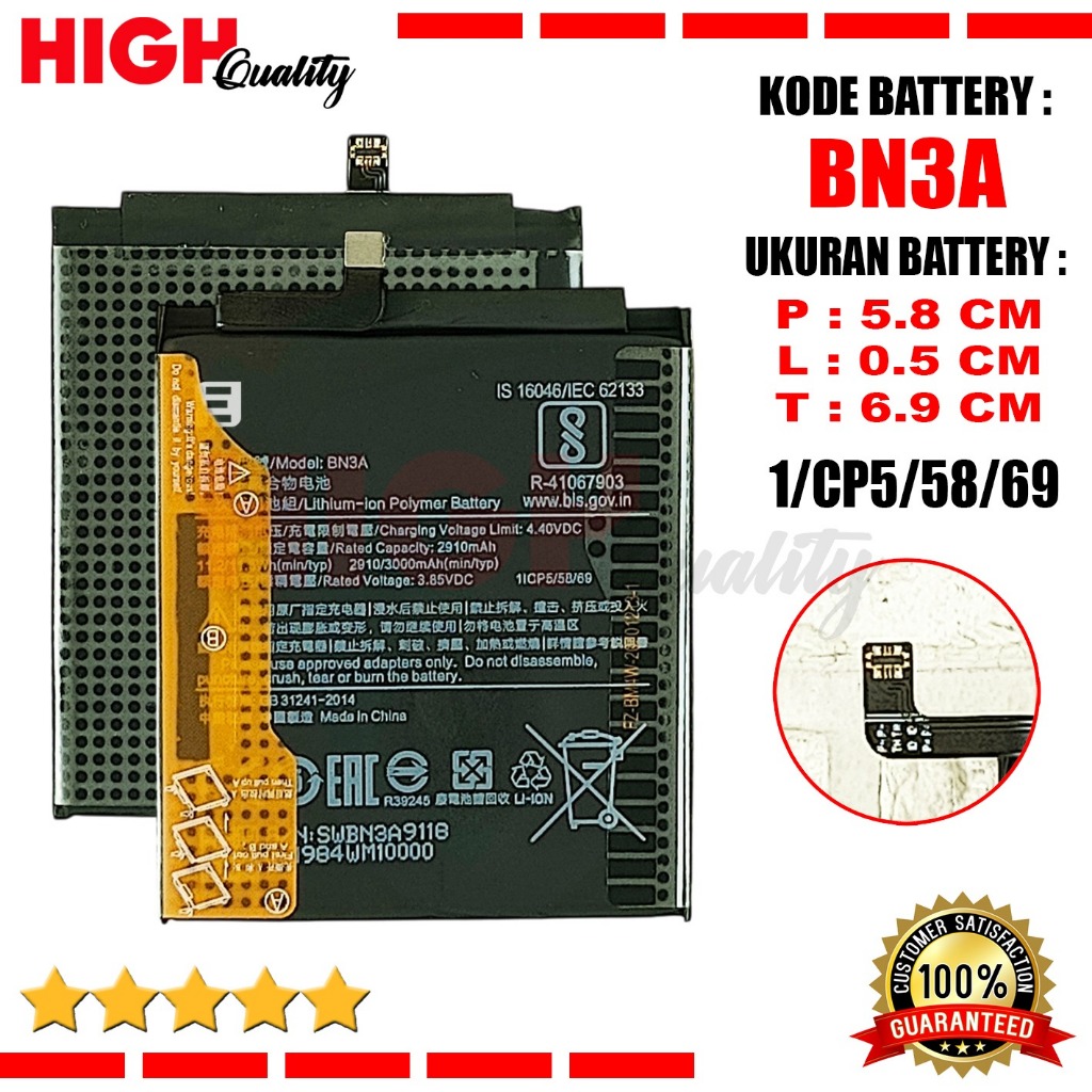 Baterai Xiaomi Redmi GO - M1903C3GG - M1903C3GH - M1903C3GI Battery BN3A High Quality