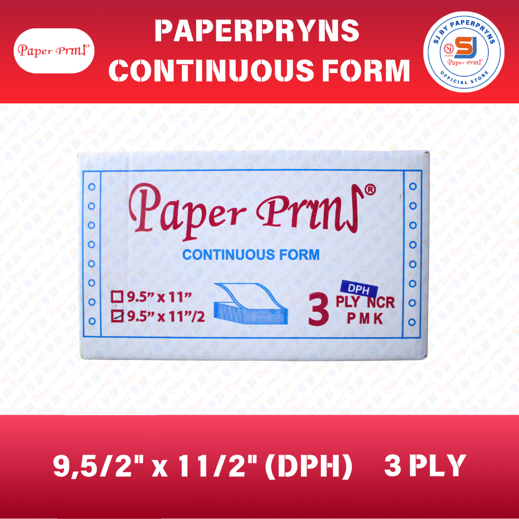 

PAPERPRYNS Continuous Form 9,5/2" × 11/2" (BAGI 4 DPH) - 3 PLY - NCR Sheets