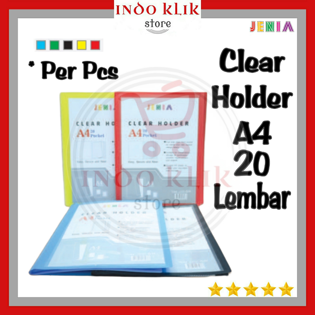 

Clear Holder JENIA A4 20 Kantong / Map Plastik Album Rapot 20 Pocket