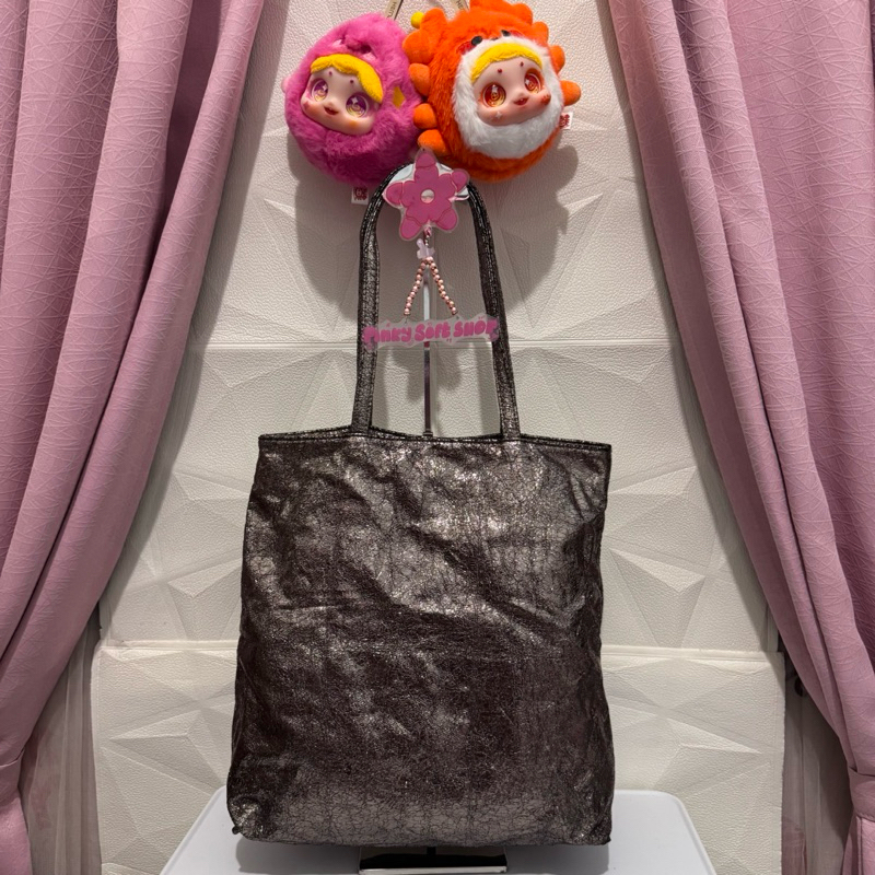 tas tote bag silver pecah seribu. preloved
