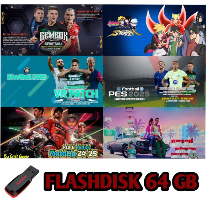 Game PS3 Bebas Request Sesuai Kapasitas FD || FlashDisk SanDisk USB 2.0 64GB