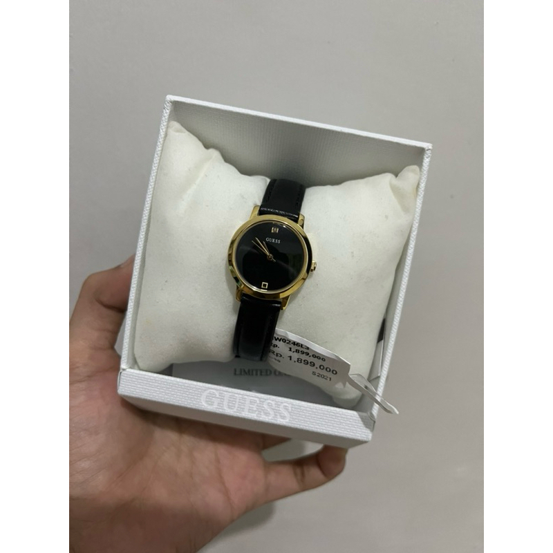 Jam tangan guess simple tali kulit asli hitam ori counter | Guess watch original kecil kulit