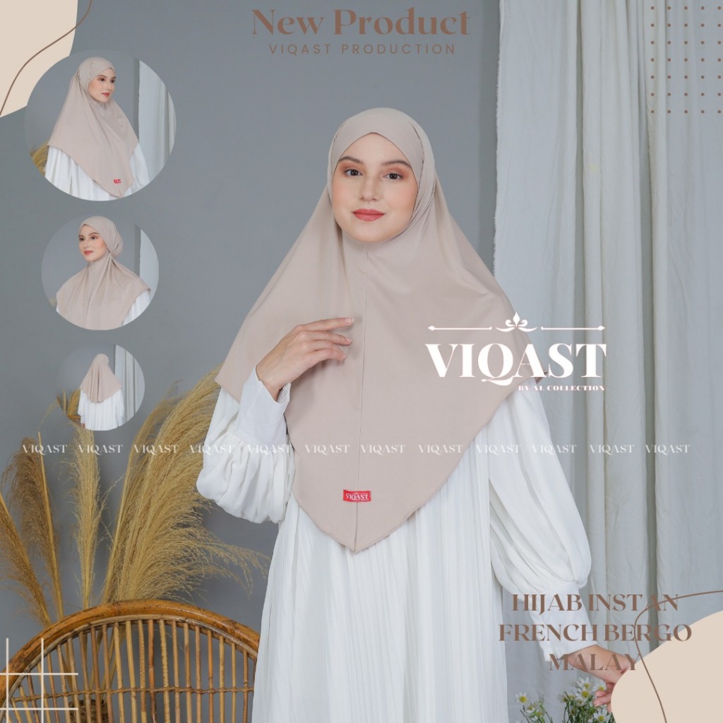 Hijab Instan Bergo French Melayu Khimar Lesti Jersey Premium Size L Kerudung Tali Instant Malay Jilb
