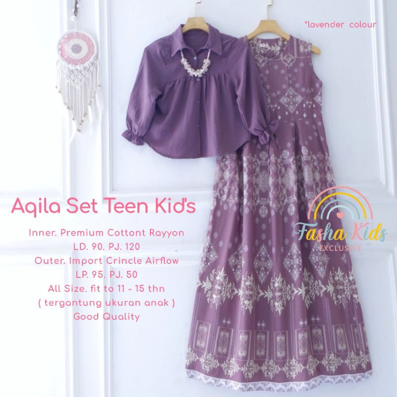 gamis 2in1 set outer anak perempuan remaja tanggung 12-16 tahun matt crinkle original by fasha | sya
