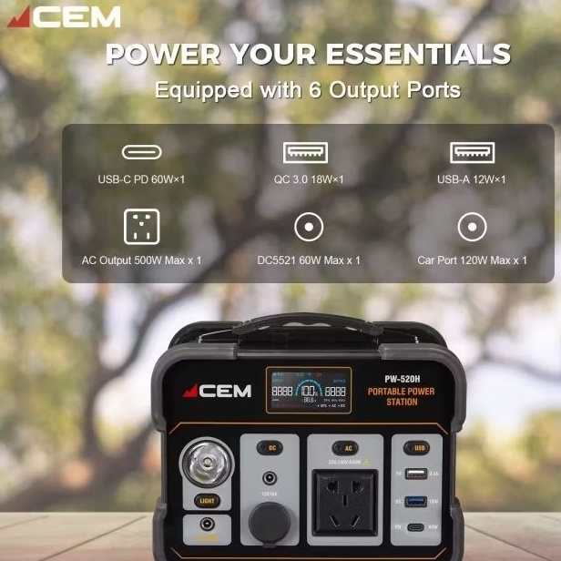 CEM PW-520H 500W Portable Power Station Outdoor Charging Portable Solar Generator portable power sta