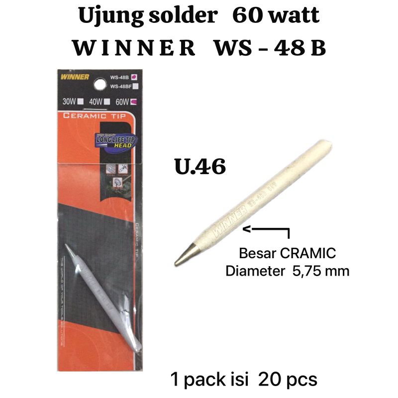 Mata Solder Ujung Solder Winner 40 Watt Besar & 60 Watt WS-48B