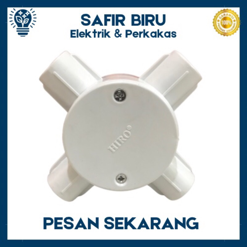Kotak Sambungan Listrik T Dus 4 Cabang PVC Model X Hiro Junction Box 4 Cabang untuk Instalasi Kabel