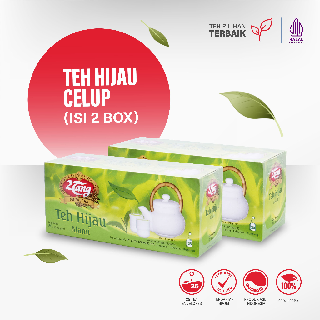 

2Tang Green Tea Natural Teh Celup [2 box @25 Kantong/ 2 gr]