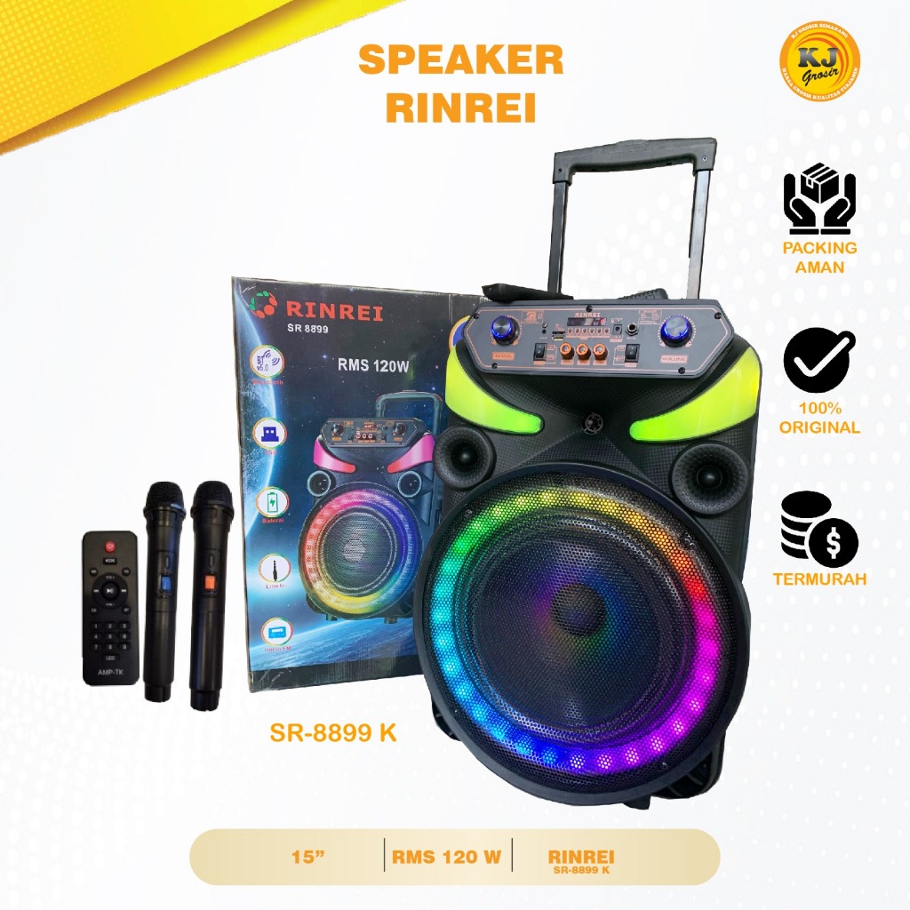 PROMO SPEAKER BLUETOOTH RINREI SR-8899 K UKURAN 15 INCH TERMURAH REKOMENDASI SEMARANG