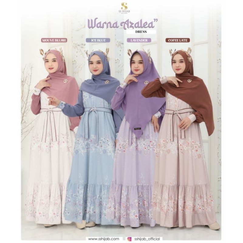Dress Azalea by SS hijab Gamis Motif Bunga Outfit Lebaran