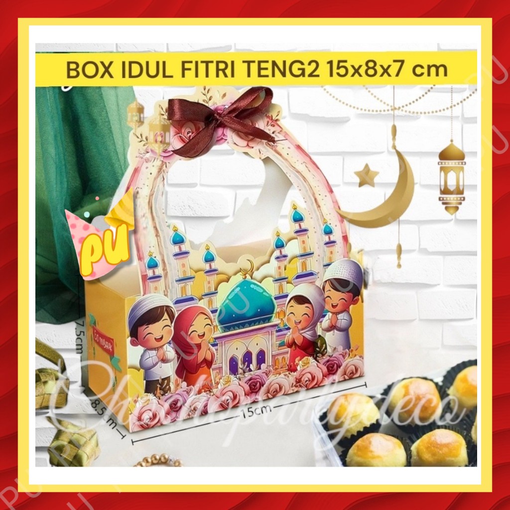

BOX IDUL FITRI 1 TOPLES PERSEGI / Kotak Kue Lebaran / Parcel Idul Fitri / Hampers Lebaran ukuran 15x7x8 cm