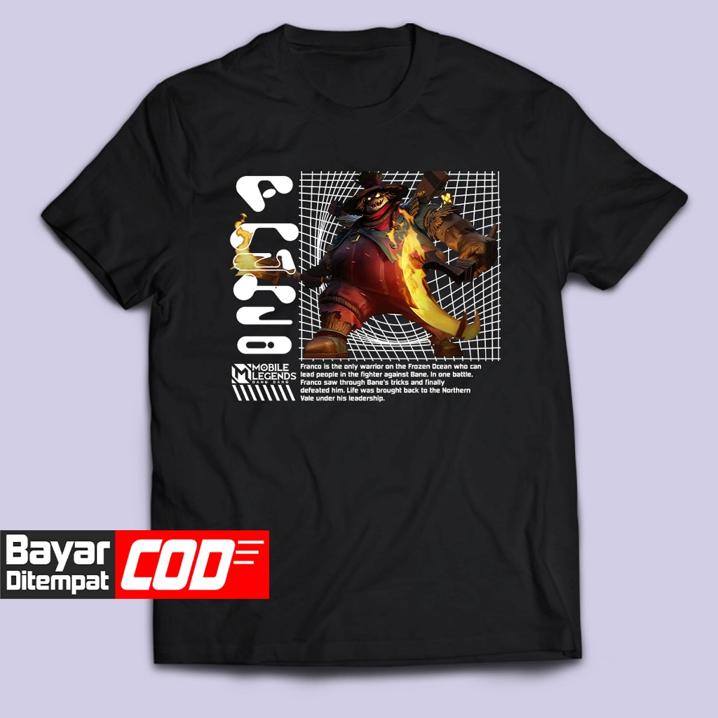 Kaos FRANCO HERO MLBB MOBILE LEGEND Distro Pria/Wanita Dewasa Baju Atasan Unisex Premium Murah