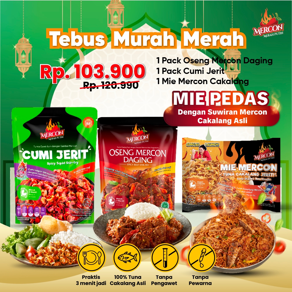 

[NEW] Mercon Merah Putih - TEBUS MURAH MERAH || Oseng Mercon Daging + Cumi Jerit Sambal Mercon + Mie Mercon Tuna Cakalang Jerit