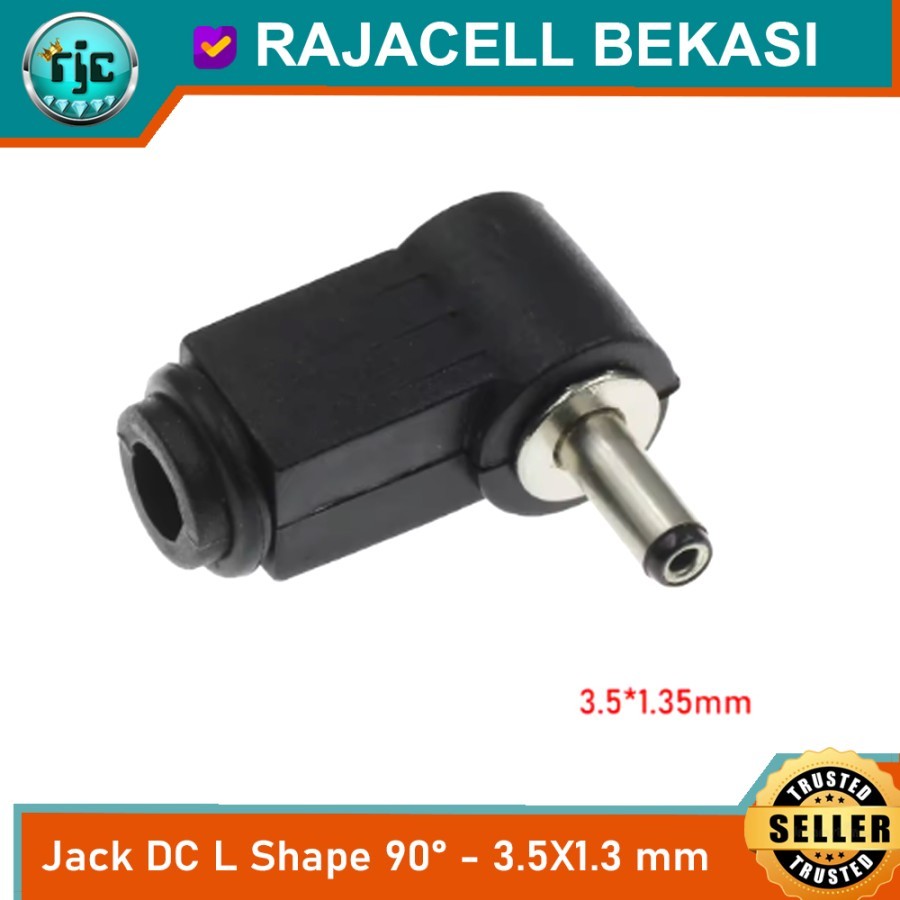 Jack DC Bengkok 3.5mm x 1.3mm L Male Plug Socket Power Adaptor Kabel 3.5x1.35 mm