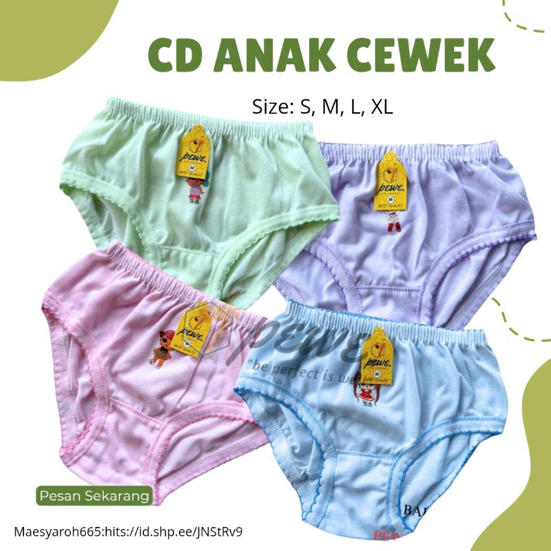 1lusin& 6pcs CD warna anak cewek/Clana dalam warna anak perempuan usia 0-10ttahu/sempak warna anak p