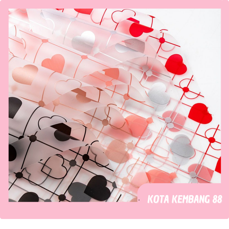 

20 LEMBAR Kertas Bunga Buket Motif Love Garis Kertas Buket Bunga Love Cellophane KB043