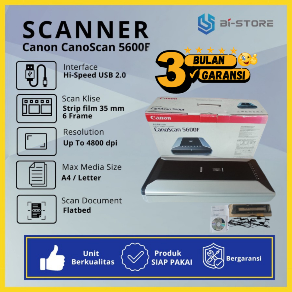 Scanner Klise Canon CanoScan 5600F Kondisi Fullset Siap Pakai