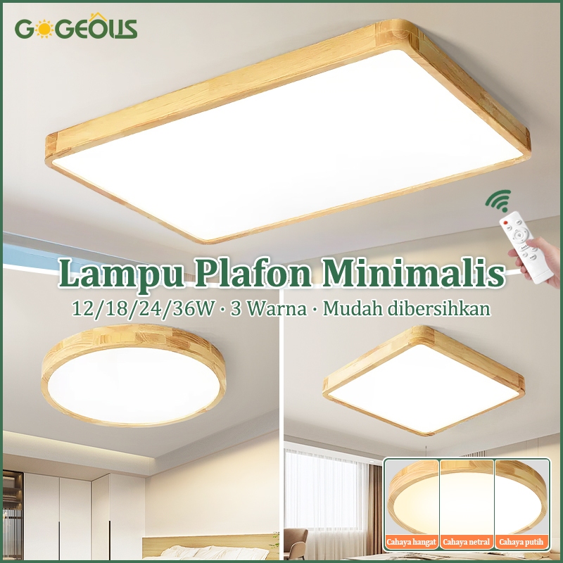 COD Lampu Plafon Minimalis Modern 45 Watt Bulat/Persegi 3 Warna Ruang Tamu Kamar Remote Lampu Plafon