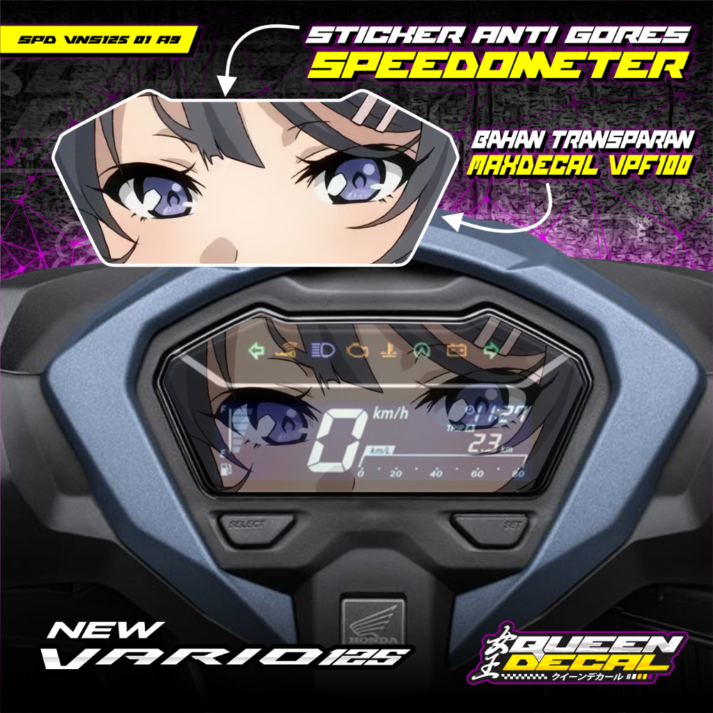 Stiker Speedometer Transparan Vario 125 New Karakter Anime Mai Sakurajima -SPD-VNS125