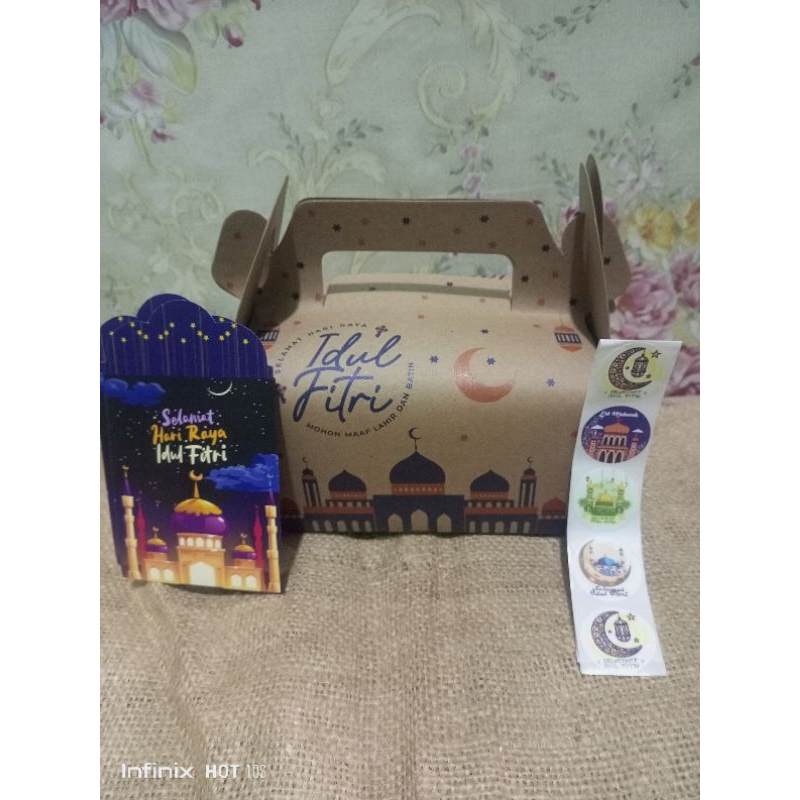 

Paket 10pc Gable box lebaran+10 amplop lebaran+10stiker lebaran/Mini Hampers lebaran