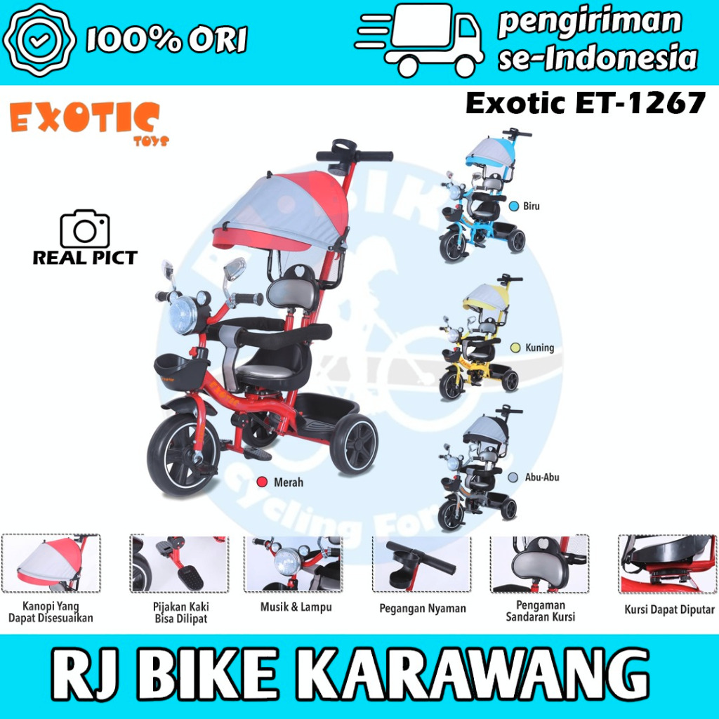 SEPEDA RODA TIGA 3 EXOTIC ET 1267 TRICYCLE ANAK