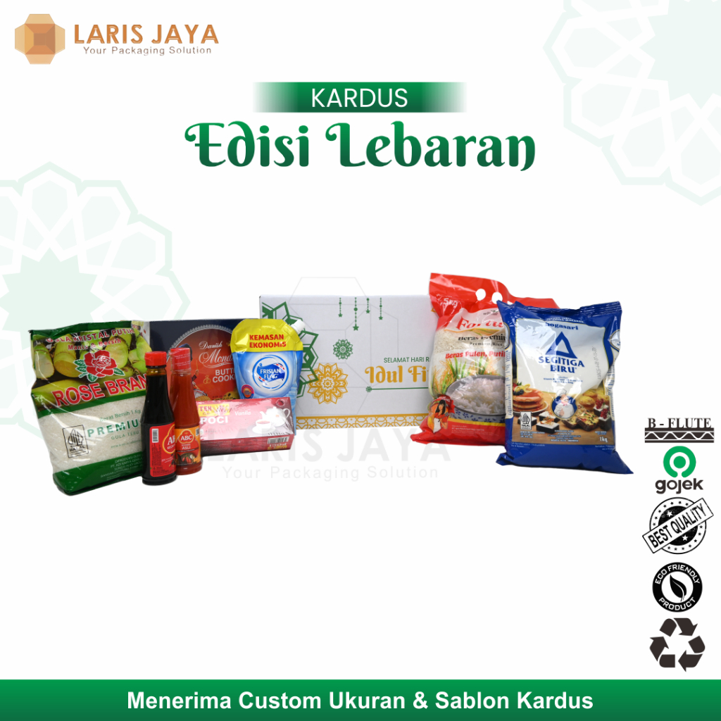 

Kardus Parcel 35 x 25 x 23 cm Hampers Ramadhan Sembako Paket Box Idul Fitri Murah Sablon Eid Mubarak 35x25x23cm