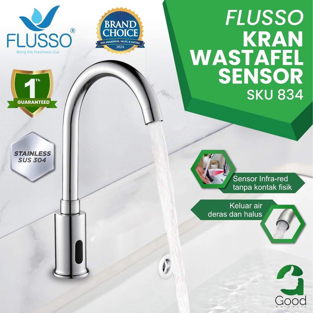 Flusso Kran Wastafel Sensor Otomatis Keran Air Cuci Tangan Otomatis Tanpa Sentuh