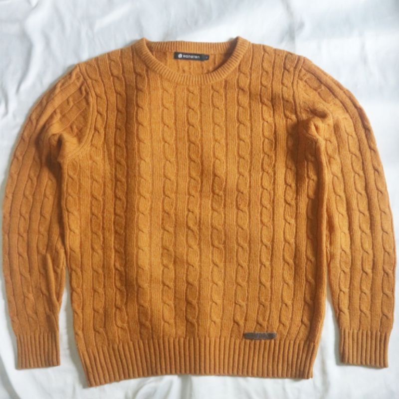 HANGTEN Cable Kepang Mustard Knitwear Sweater Sweatshirt Crewneck Rajut Wool Jaket