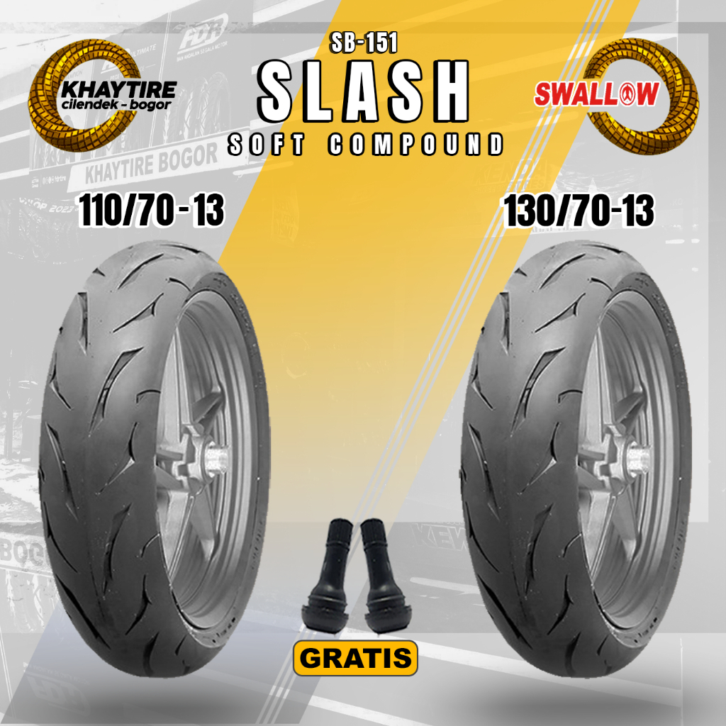 Sepasang Ban Motor Nmax Soft Compound SWALLOW SLASH 110/70 & 130/70 Ring 13 Tubeless