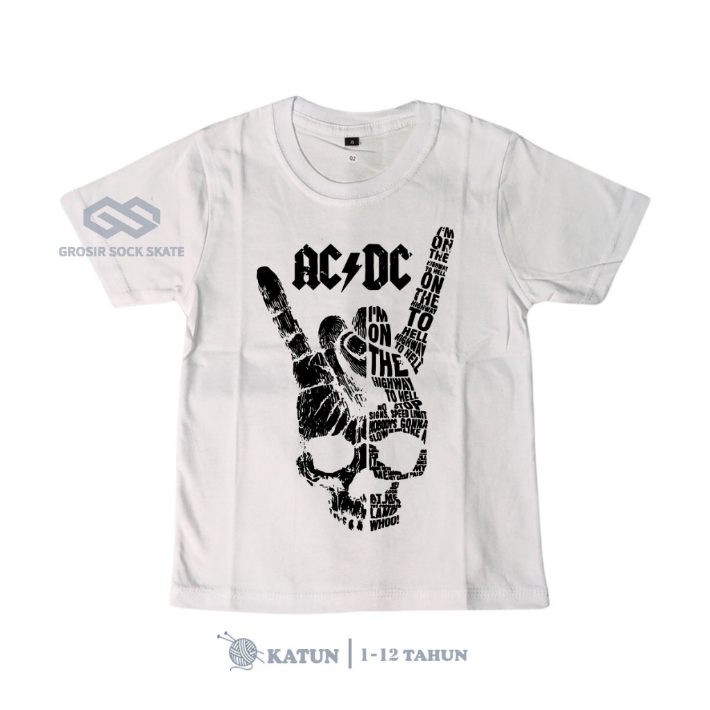 KAOS BAND ANAK/ KAOS MUSIK ACDC PUTIH