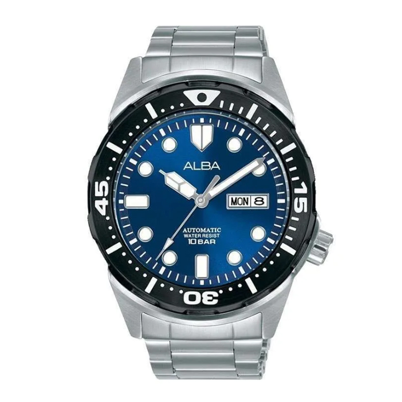 Alba AL4415 Silver Blue Sport Steel Automatic Jam Tangan Pria Original Garansi Resmi 1 Tahun
