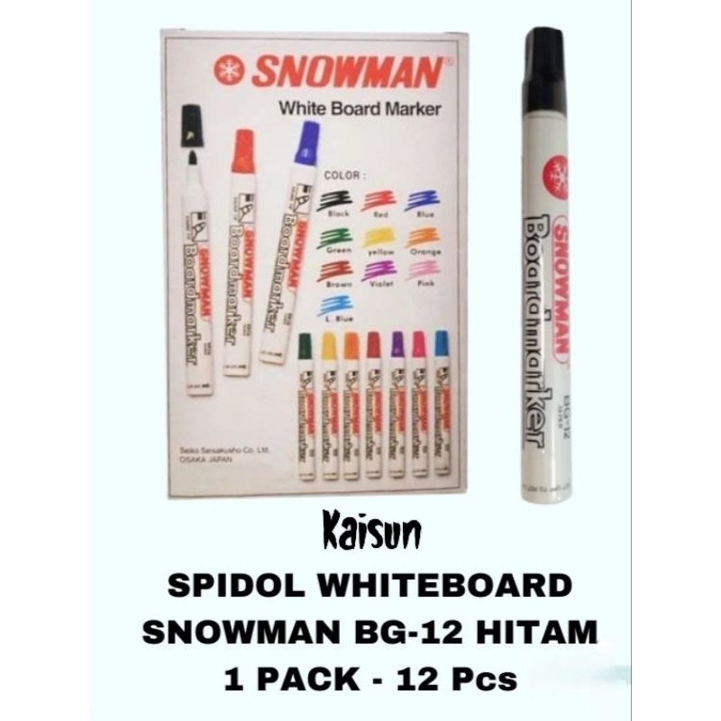 KS SPIDOL SNOWMAN WHITEBOARD BG-12 HITAM 1 KOTAK ISI 12 / 1 LUSIN