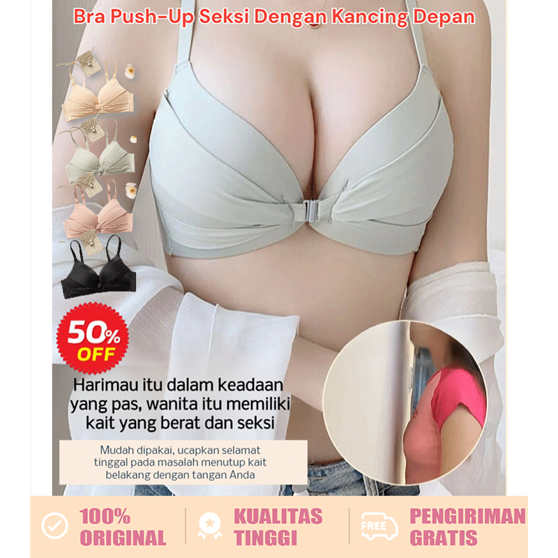 【Lakukan Terlaris/Stok Lokal】✨️ ama✨️-- Bra Push-Up Seksi Dengan Kancing Depan/Bra Penarik Payudara 