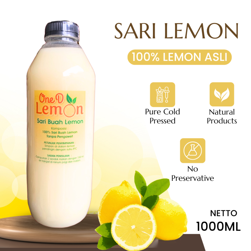 

OneD Sari Lemon 1000ML Murni Alami 100% Untuk Kesehatan Detoks Dan Diet Alami