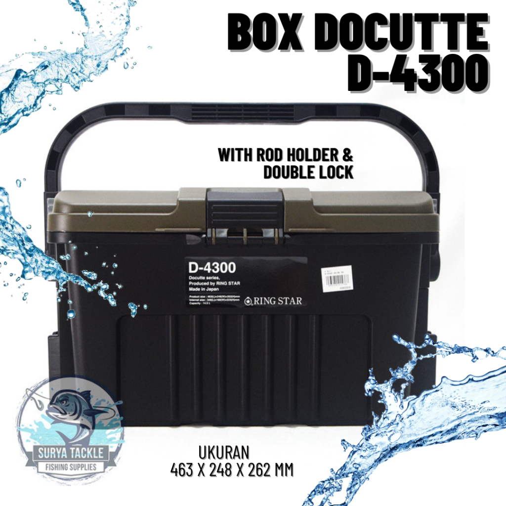 New Box RingStar Docutte 4300 Khaki-Black & Rod Holder / Kotak Pancing / Tackle Box