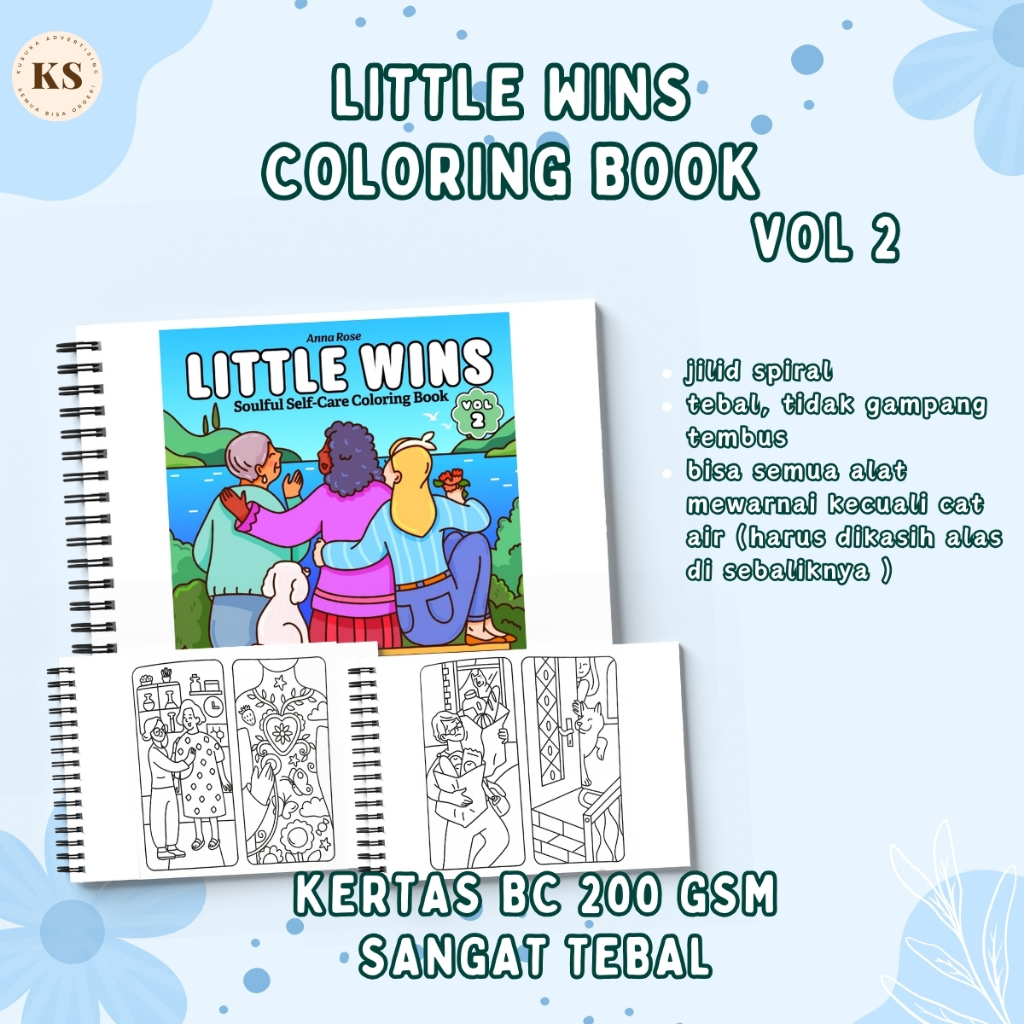 

LITTLE WINS VOL 2 Selfcare Coloring Book Cute Comfy For Adults And Kids Buku Mewarnai Remaja Dewasa