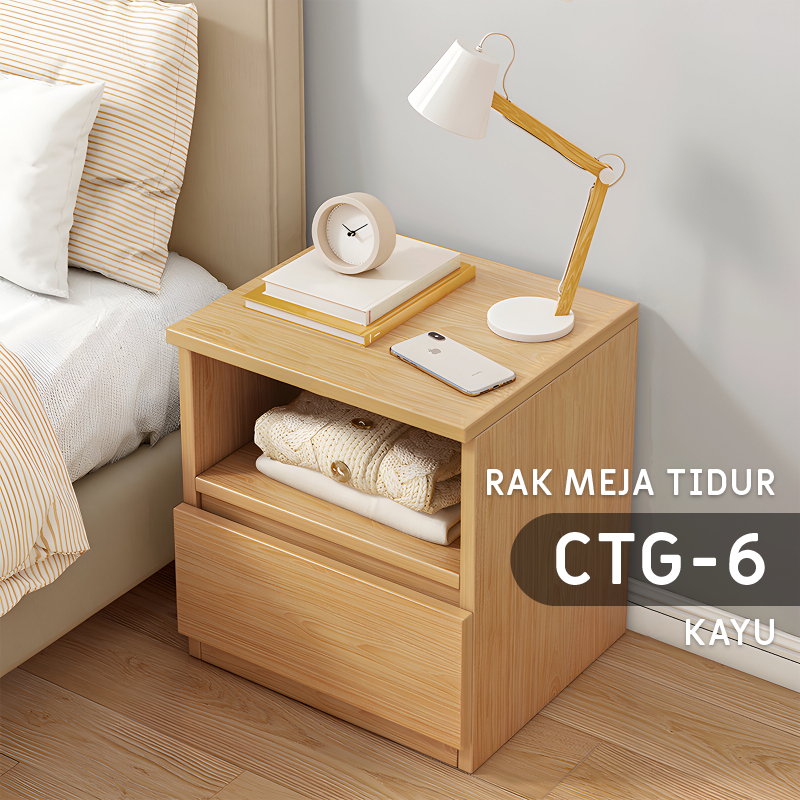 FURNITURE - Meja Samping Tempat Tidur Minimalis Dengan Laci Penyimpanan - Meja Nakas Kamar Aesthetic