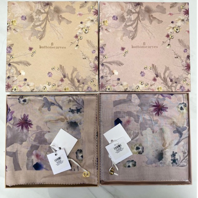 fiore extended voile square buttonscarves new lengkap box