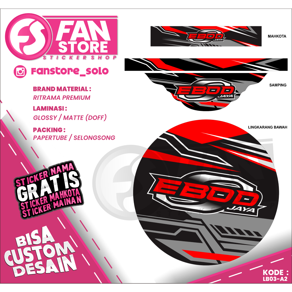 STIKER SANGKAR LOVE BIRD-TEBOK LOVE BIRD EBOD JAYA BULAT MERAH HITAM-KODE LB