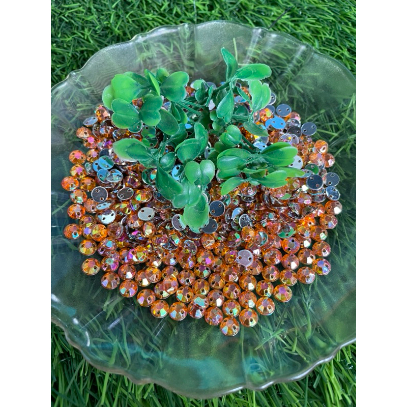 Payet Diamond kristal akrilik jahit bulat pelangi uk 6mm/24pcs