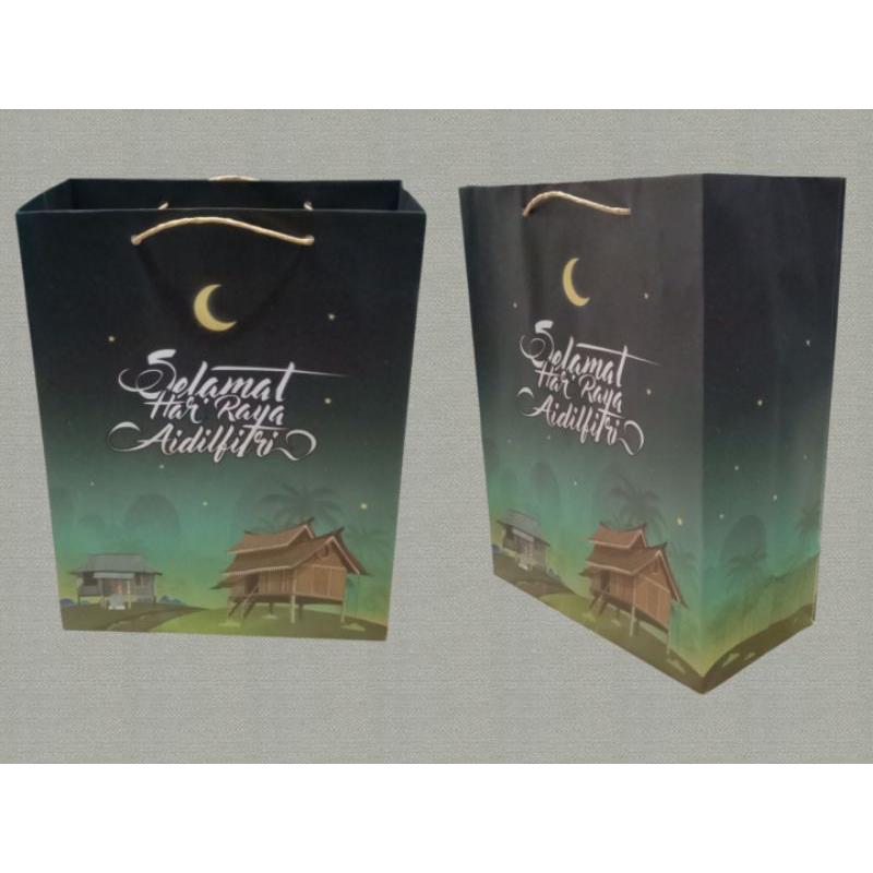 

Paperbag motif selamat hari raya warna gradasi 26x13x33