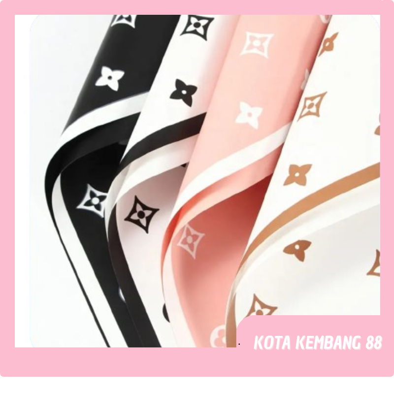 

20 LEMBAR Flower Wrapping paper Motif LV Cellophane Kertas Buket Bunga Branded KB053