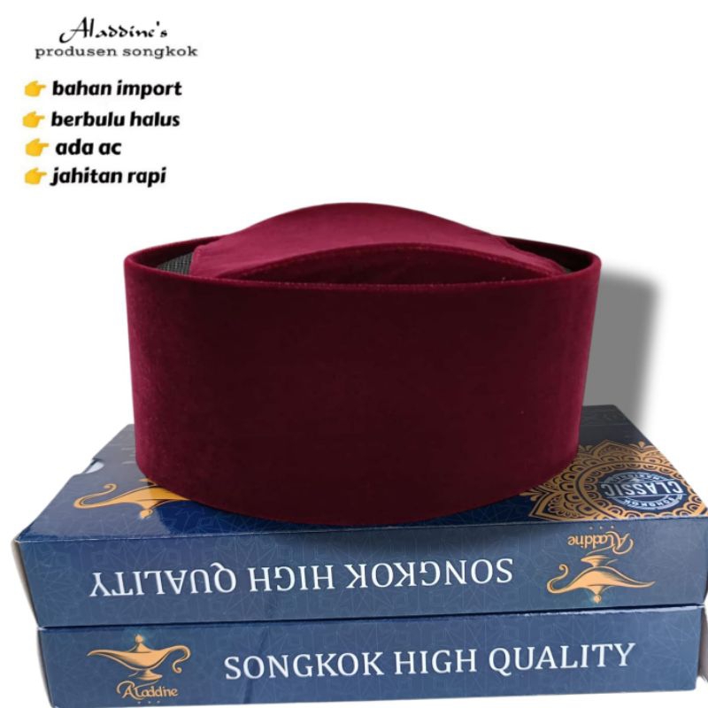 Songkok merah maroon peci kopiah susun merah maroon tinggi 7cm, 8cm, 9cm, 10cm