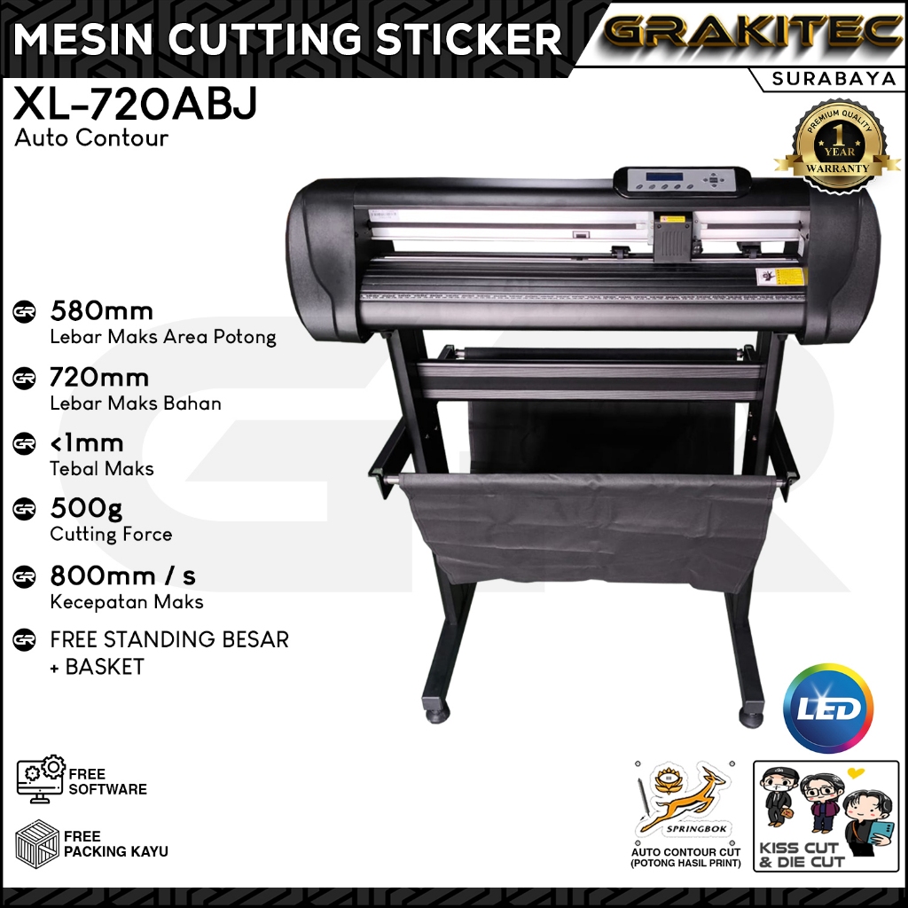 

Grakitec Mesin Cutting Sticker XL 720 ABJ NEW LED Grakitec Free Packing Kayu Garansi 1 Tahun
