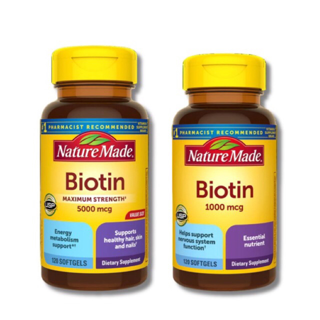 Nature Made Biotin5000mcg 120softgel menutrisi rambut kulit dan kuku