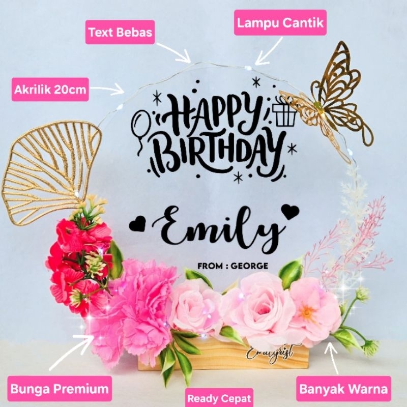 [READY CEPAT] Flower Akrilik Big 20cm | Balon Bouquet Bunga Premium Box | Flower Buket Viral Balloon