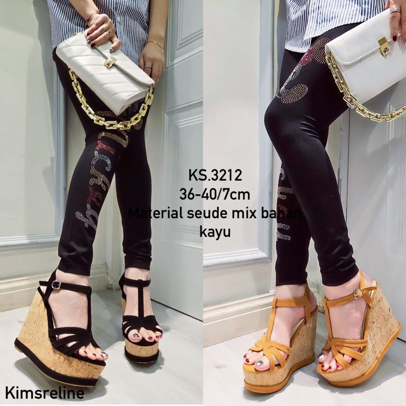 ks 3212 wedges material suede 12cm / fashion wedges 12cm material suede