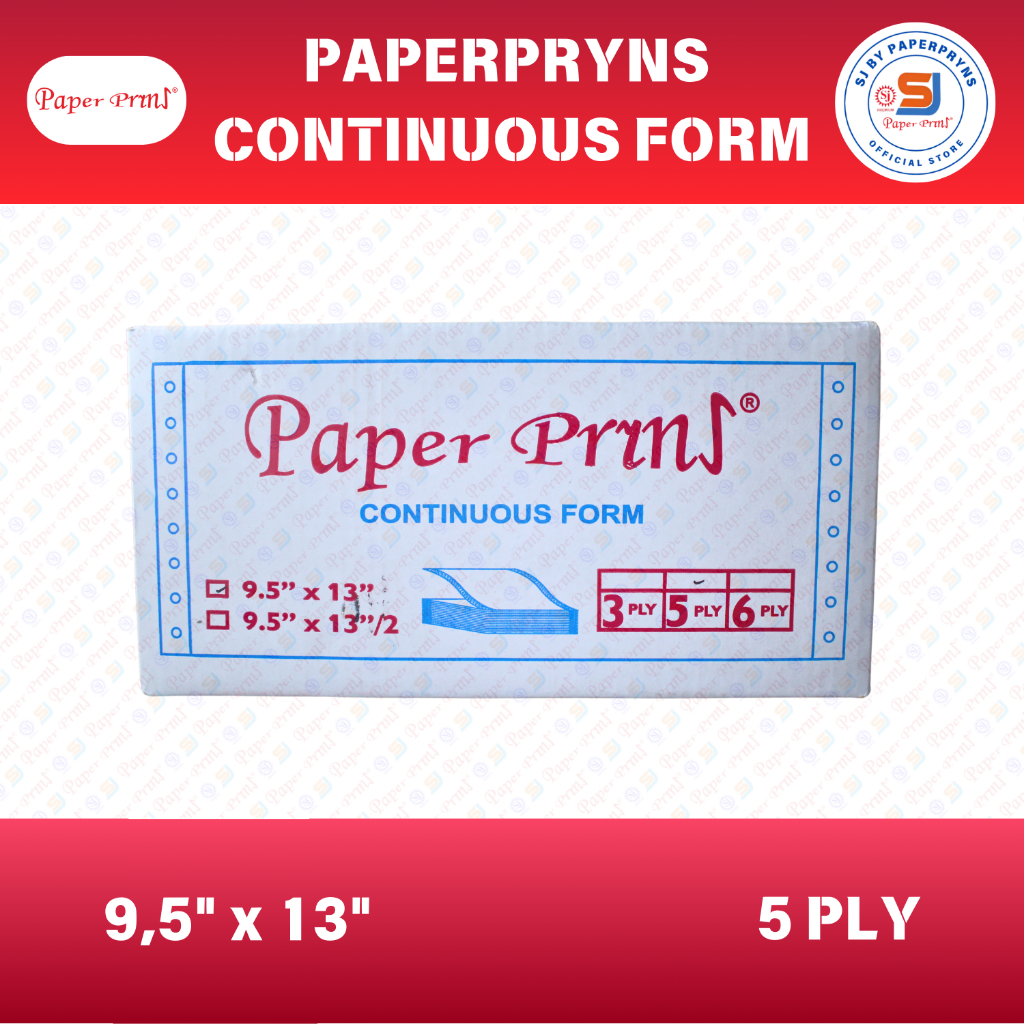 

PAPERPRYNS Continuous Form 9,5" × 13" (5 PLY) NCR Sheets