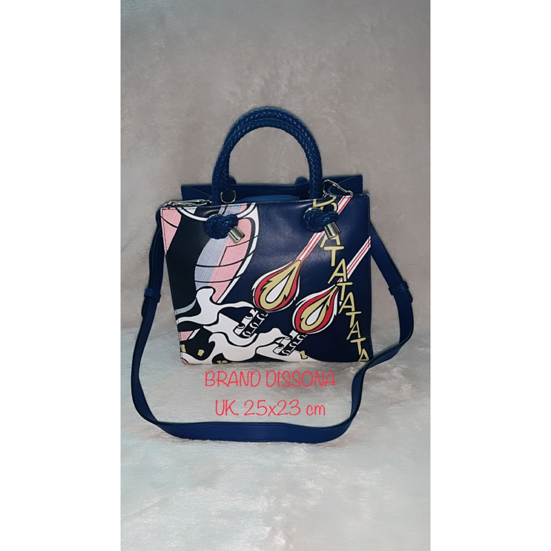 Brand Dissona Preloved Tas Sling Kulit Wanita lengkap top handle