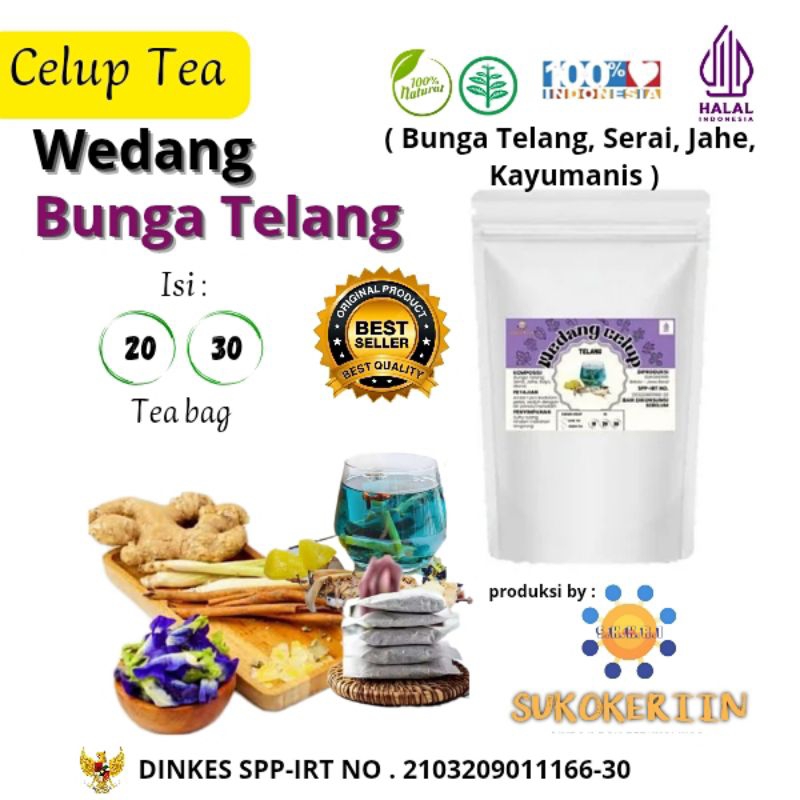 

SUKOKERIIN : Celuptea Wedang Uwuh Bunga Telang I Isi 20 & 30 bag I Minuman Herbal Instan Siap Seduh